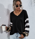 T-Shirt Femme Rayé Manches Longues – Coupe Loose Color Block